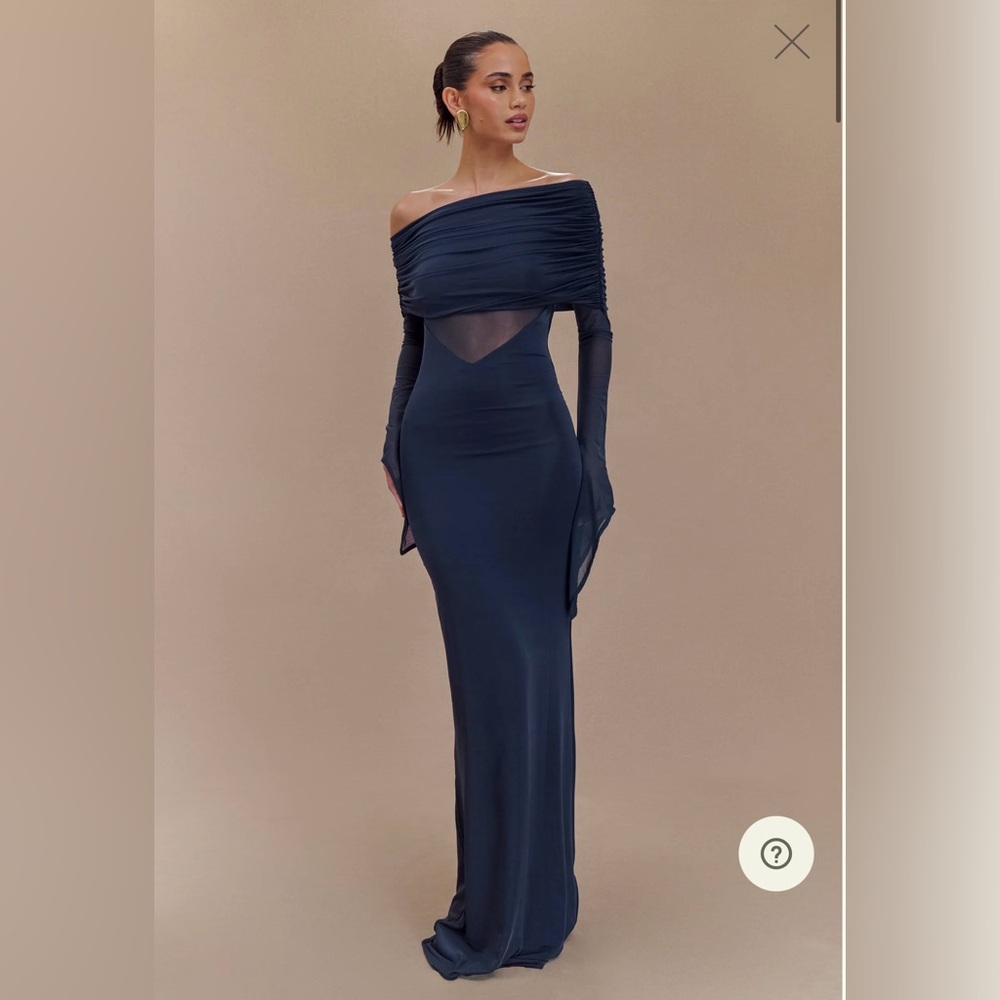 Meshki Off-Shoulder Navy Blue Dress